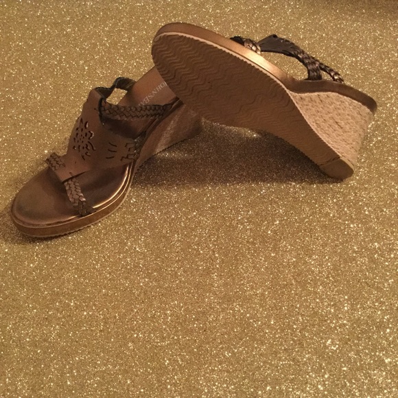 LADIES METALLIC BRAIDED WEDGE SANDALS - Picture 5 of 5